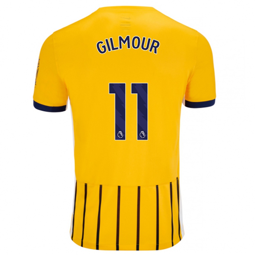 Gyermek Labdarúgás Billy Gilmour #11 Arany Kék Csíkos Idegenbeli Jersey 2024/25 Mez Póló Ing