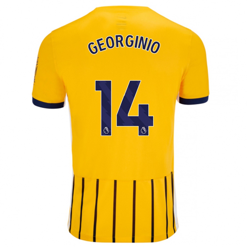 Gyermek Labdarúgás Georginio Rutter #14 Arany Kék Csíkos Idegenbeli Jersey 2024/25 Mez Póló Ing