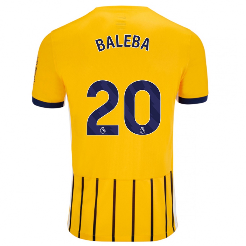 Gyermek Labdarúgás Carlos Baleba #20 Arany Kék Csíkos Idegenbeli Jersey 2024/25 Mez Póló Ing