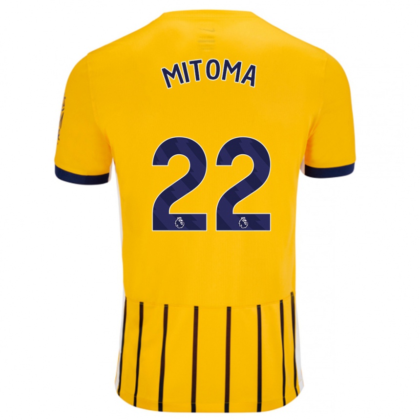 Gyermek Labdarúgás Kaoru Mitoma #22 Arany Kék Csíkos Idegenbeli Jersey 2024/25 Mez Póló Ing