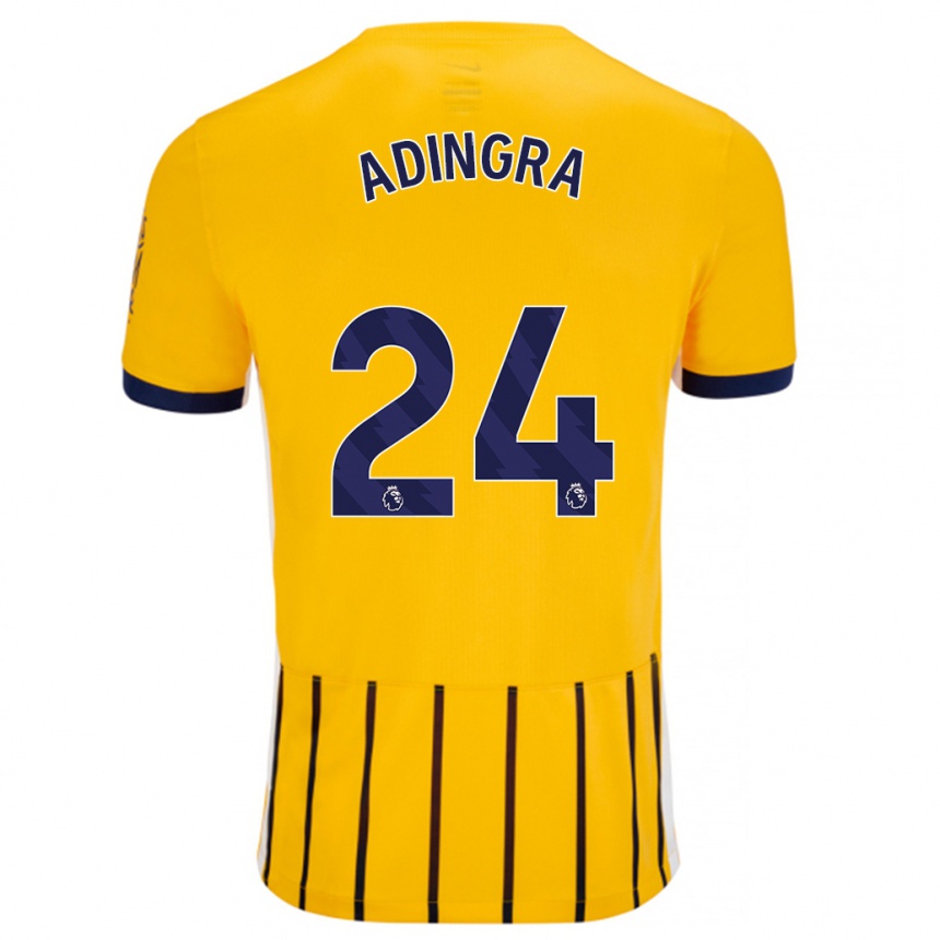 Gyermek Labdarúgás Simon Adingra #24 Arany Kék Csíkos Idegenbeli Jersey 2024/25 Mez Póló Ing