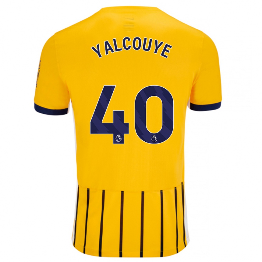 Gyermek Labdarúgás Malick Junior Yalcouyé #40 Arany Kék Csíkos Idegenbeli Jersey 2024/25 Mez Póló Ing