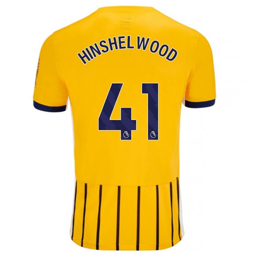 Gyermek Labdarúgás Jack Hinshelwood #41 Arany Kék Csíkos Idegenbeli Jersey 2024/25 Mez Póló Ing