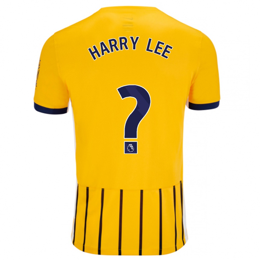 Gyermek Labdarúgás Harry Lee #0 Arany Kék Csíkos Idegenbeli Jersey 2024/25 Mez Póló Ing