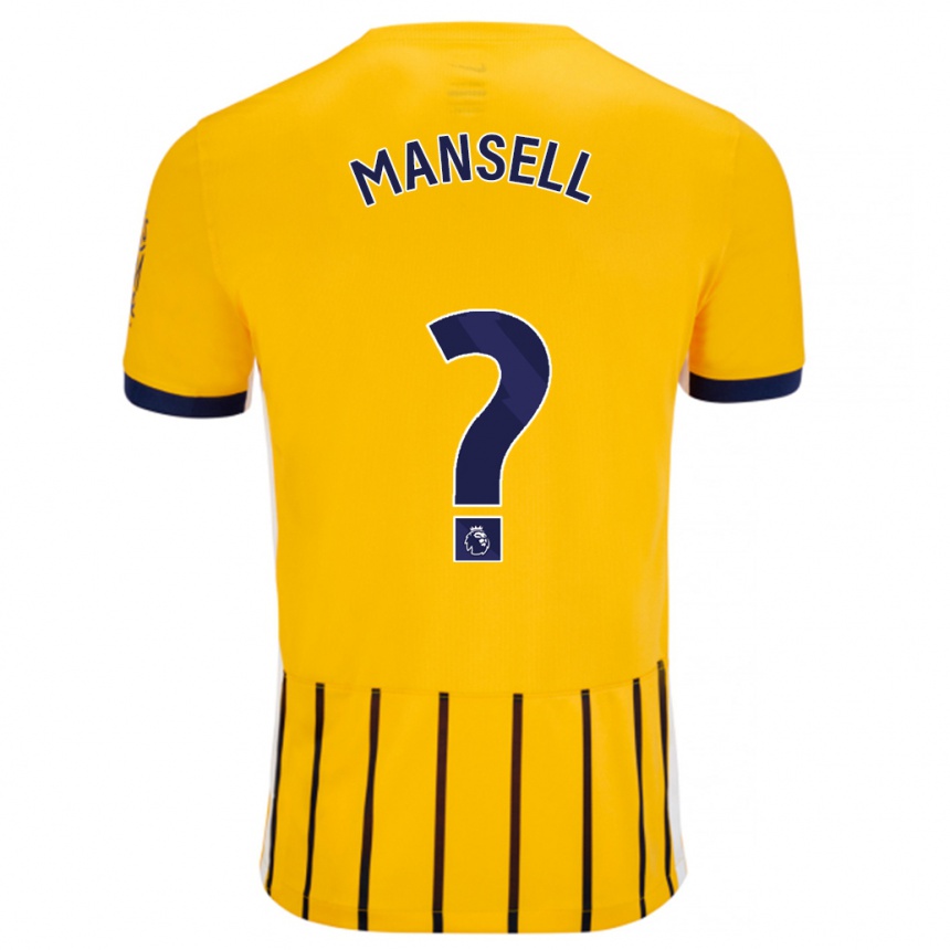 Gyermek Labdarúgás Alfie Mansell #0 Arany Kék Csíkos Idegenbeli Jersey 2024/25 Mez Póló Ing