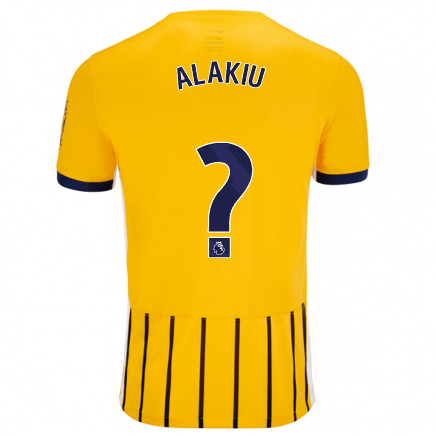 Gyermek Labdarúgás Isaiah Alakiu #0 Arany Kék Csíkos Idegenbeli Jersey 2024/25 Mez Póló Ing