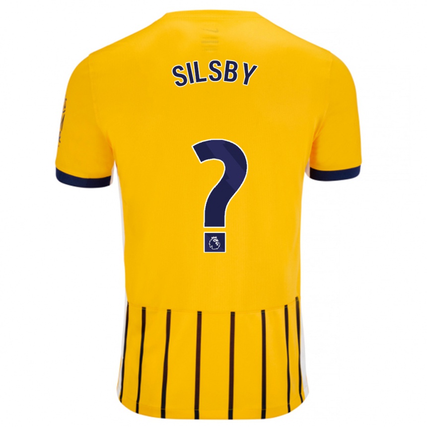 Gyermek Labdarúgás Tyler Silsby #0 Arany Kék Csíkos Idegenbeli Jersey 2024/25 Mez Póló Ing