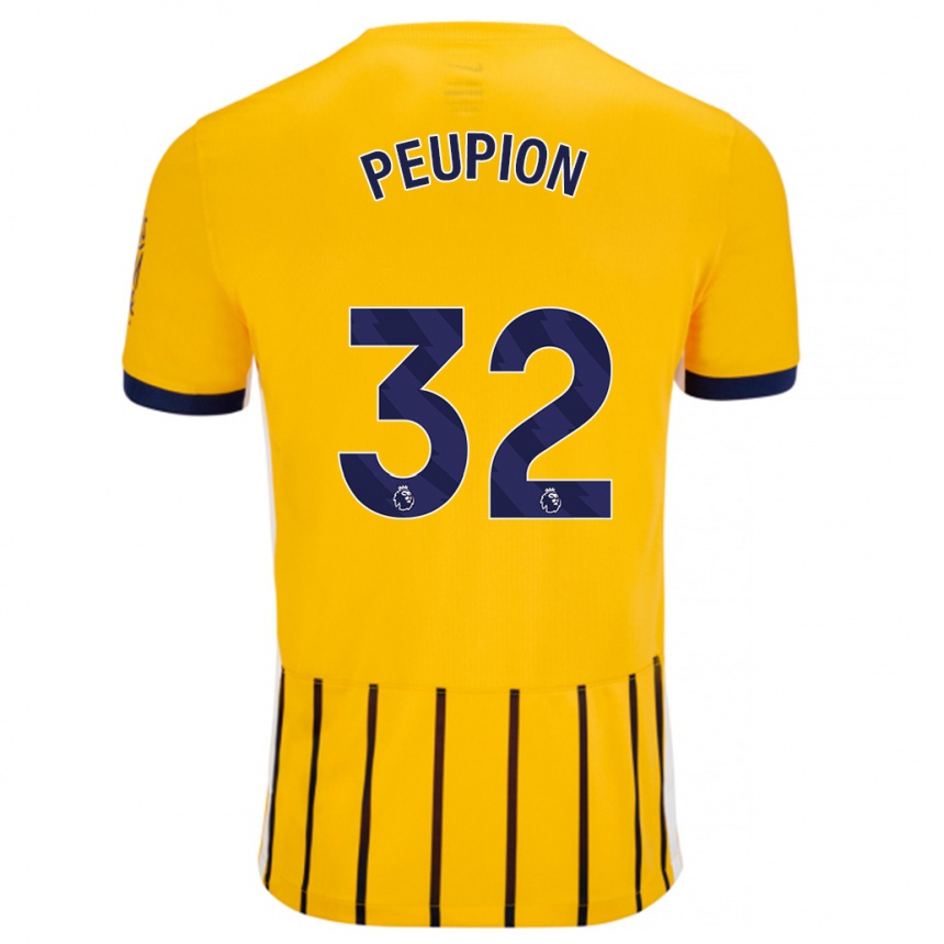 Gyermek Labdarúgás Cameron Peupion #32 Arany Kék Csíkos Idegenbeli Jersey 2024/25 Mez Póló Ing