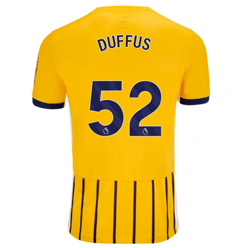 Gyermek Labdarúgás Josh Duffus #52 Arany Kék Csíkos Idegenbeli Jersey 2024/25 Mez Póló Ing