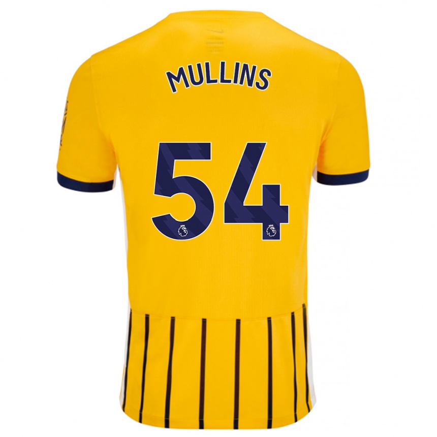 Gyermek Labdarúgás Jamie Mullins #54 Arany Kék Csíkos Idegenbeli Jersey 2024/25 Mez Póló Ing