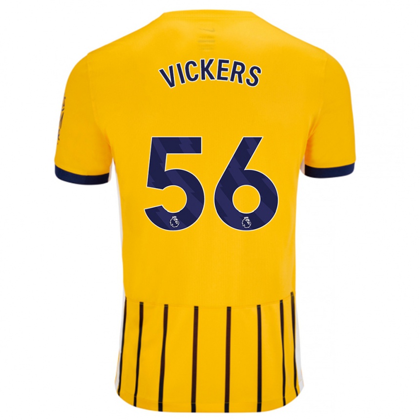 Gyermek Labdarúgás Caylan Vickers #56 Arany Kék Csíkos Idegenbeli Jersey 2024/25 Mez Póló Ing