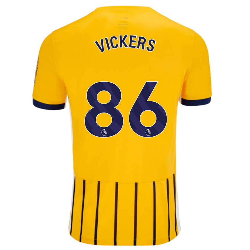 Gyermek Labdarúgás Jacob Vickers #86 Arany Kék Csíkos Idegenbeli Jersey 2024/25 Mez Póló Ing