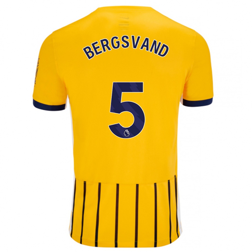 Gyermek Labdarúgás Guro Bergsvand #5 Arany Kék Csíkos Idegenbeli Jersey 2024/25 Mez Póló Ing