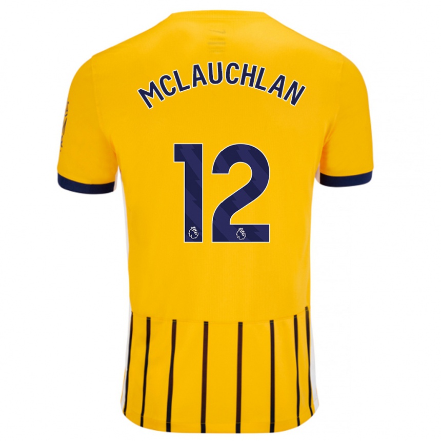 Gyermek Labdarúgás Rachel Mclauchlan #12 Arany Kék Csíkos Idegenbeli Jersey 2024/25 Mez Póló Ing