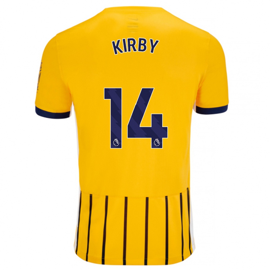 Gyermek Labdarúgás Fran Kirby #14 Arany Kék Csíkos Idegenbeli Jersey 2024/25 Mez Póló Ing