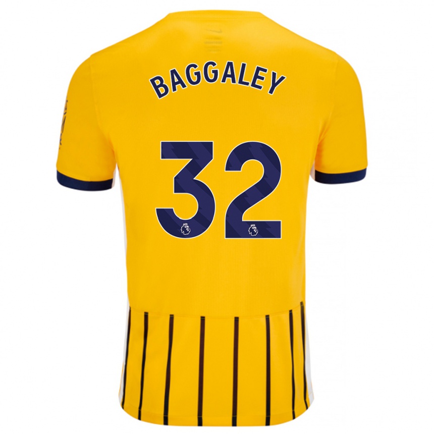 Gyermek Labdarúgás Sophie Baggaley #32 Arany Kék Csíkos Idegenbeli Jersey 2024/25 Mez Póló Ing