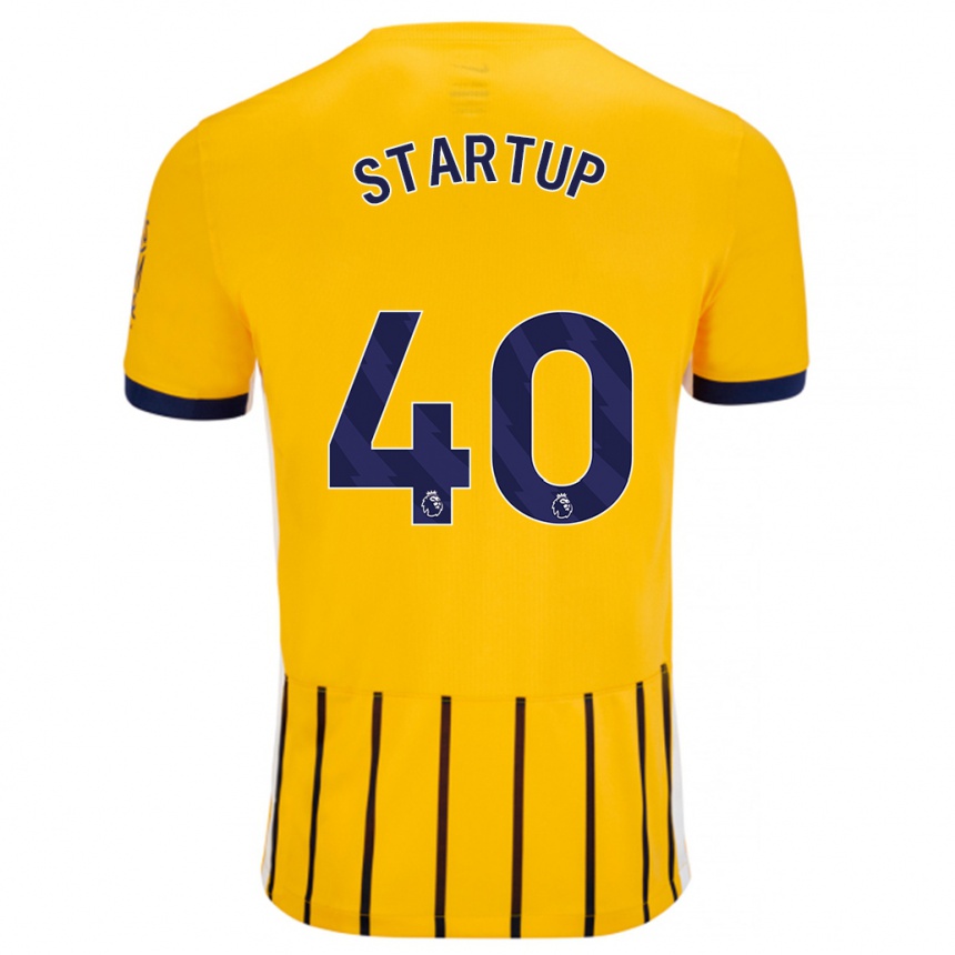 Gyermek Labdarúgás Katie Startup #40 Arany Kék Csíkos Idegenbeli Jersey 2024/25 Mez Póló Ing