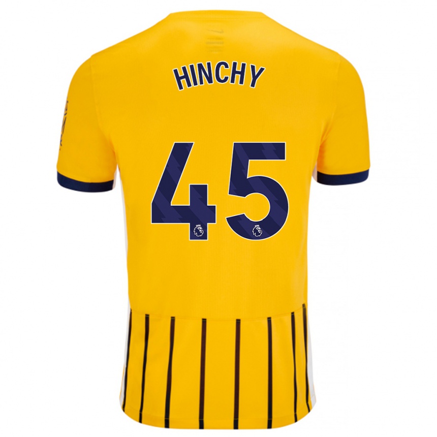 Gyermek Labdarúgás Jack Hinchy #45 Arany Kék Csíkos Idegenbeli Jersey 2024/25 Mez Póló Ing