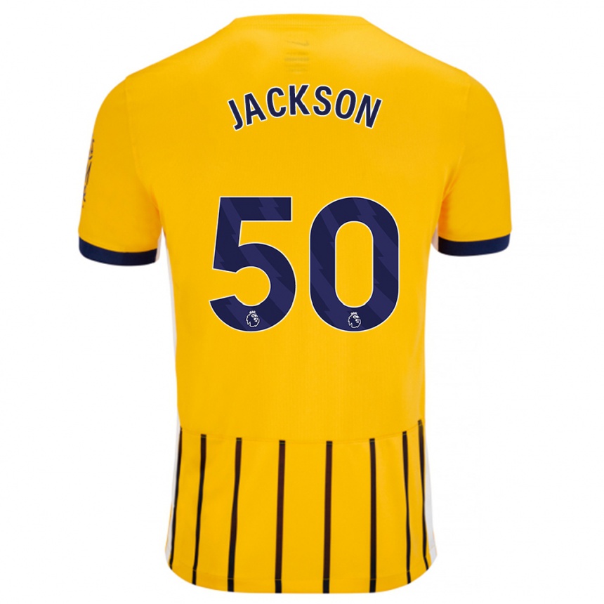 Gyermek Labdarúgás Ben Jackson #50 Arany Kék Csíkos Idegenbeli Jersey 2024/25 Mez Póló Ing