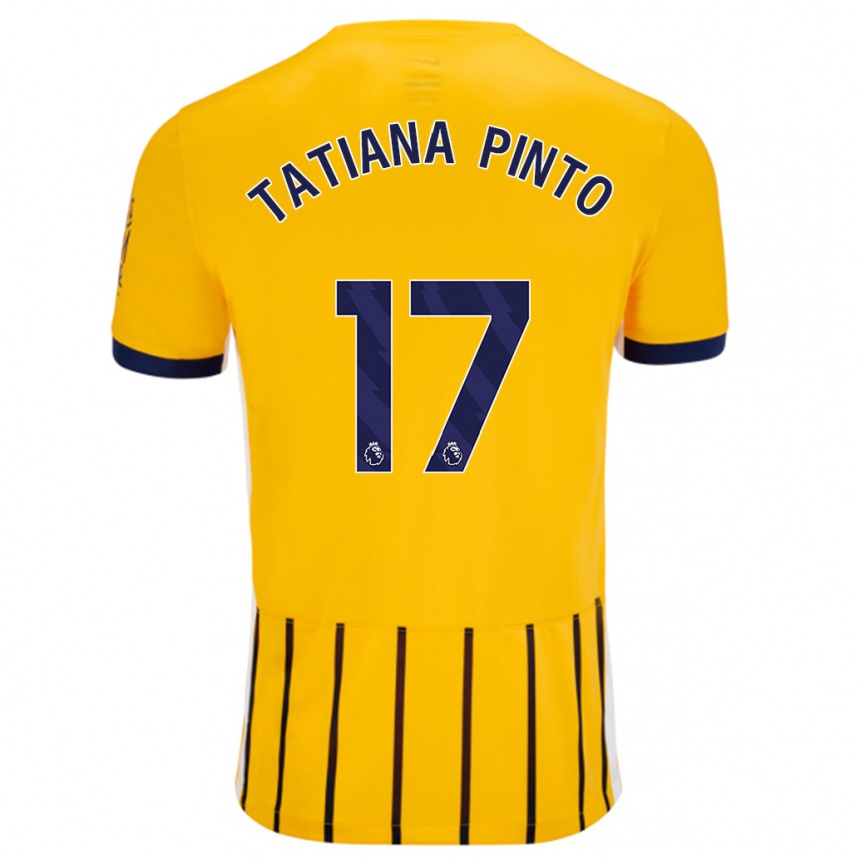 Gyermek Labdarúgás Tatiana Vanessa Ferreira Pinto #17 Arany Kék Csíkos Idegenbeli Jersey 2024/25 Mez Póló Ing