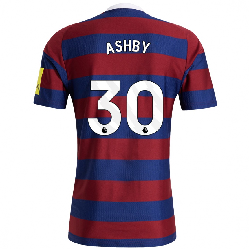 Gyermek Labdarúgás Harrison Ashby #30 Bordó Sötétkék Idegenbeli Jersey 2024/25 Mez Póló Ing