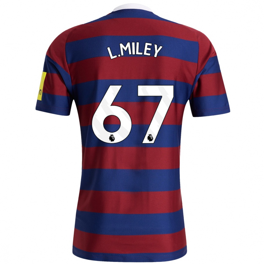 Gyermek Labdarúgás Lewis Miley #67 Bordó Sötétkék Idegenbeli Jersey 2024/25 Mez Póló Ing