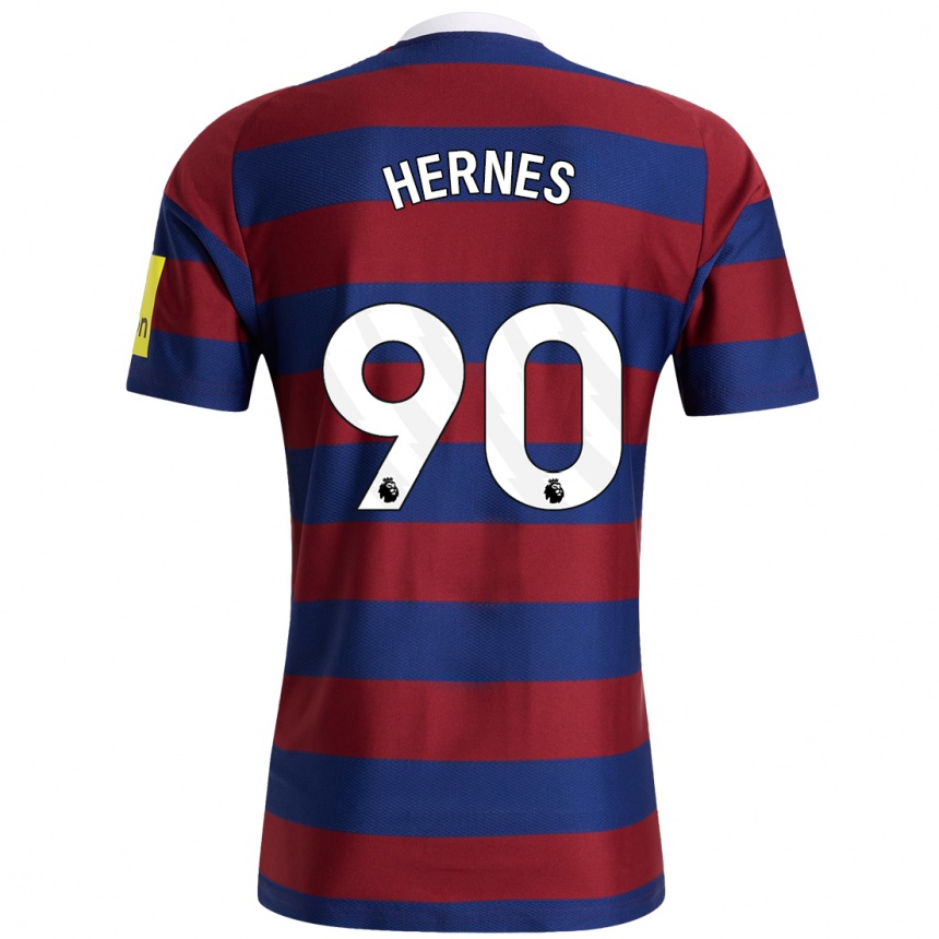 Gyermek Labdarúgás Travis Hernes #90 Bordó Sötétkék Idegenbeli Jersey 2024/25 Mez Póló Ing