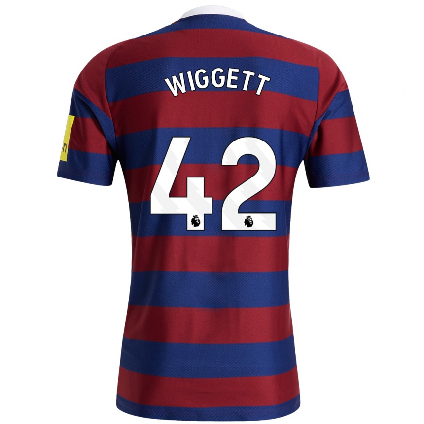 Gyermek Labdarúgás Charlie Wiggett #42 Bordó Sötétkék Idegenbeli Jersey 2024/25 Mez Póló Ing