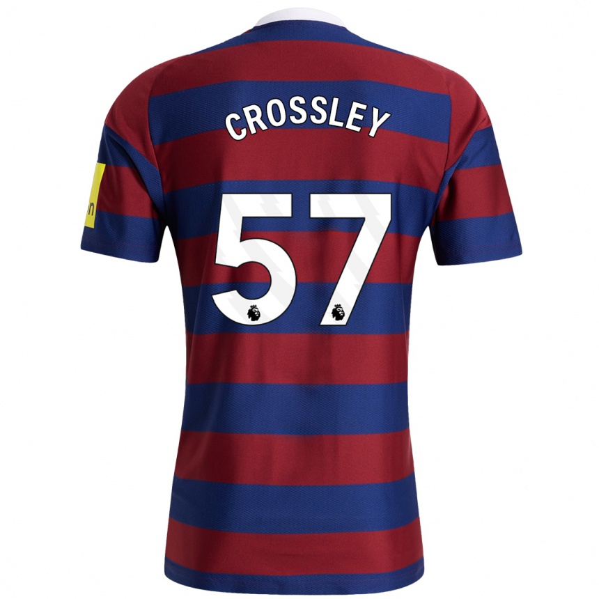 Gyermek Labdarúgás Kyle Crossley #57 Bordó Sötétkék Idegenbeli Jersey 2024/25 Mez Póló Ing