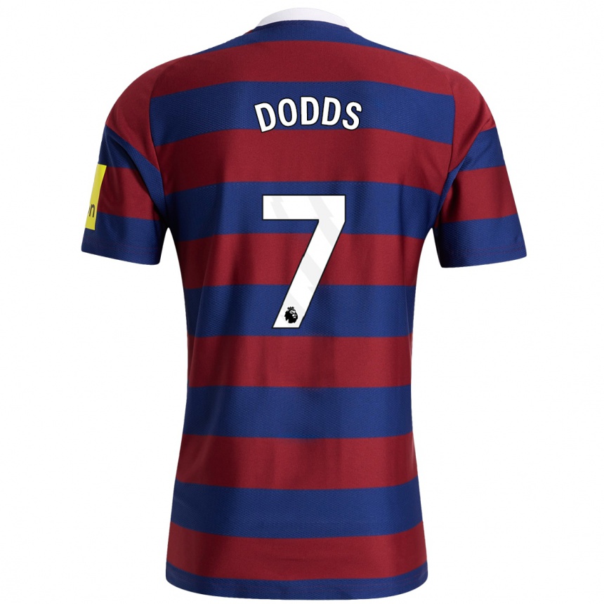 Gyermek Labdarúgás Tyler Dodds #7 Bordó Sötétkék Idegenbeli Jersey 2024/25 Mez Póló Ing