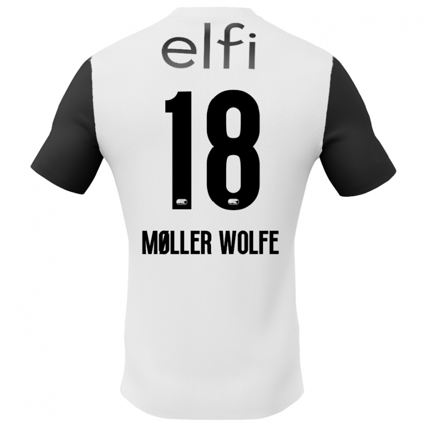 Gyermek Labdarúgás David Møller Wolfe #18 Fehér Fekete Idegenbeli Jersey 2024/25 Mez Póló Ing