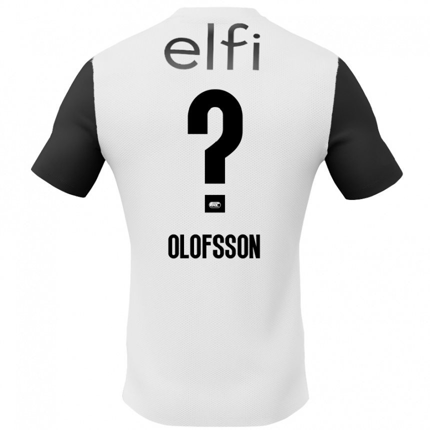 Gyermek Labdarúgás Wilmer Olofsson #0 Fehér Fekete Idegenbeli Jersey 2024/25 Mez Póló Ing