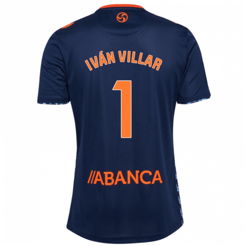 Gyermek Labdarúgás Iván Villar #1 Sötétkék Idegenbeli Jersey 2024/25 Mez Póló Ing