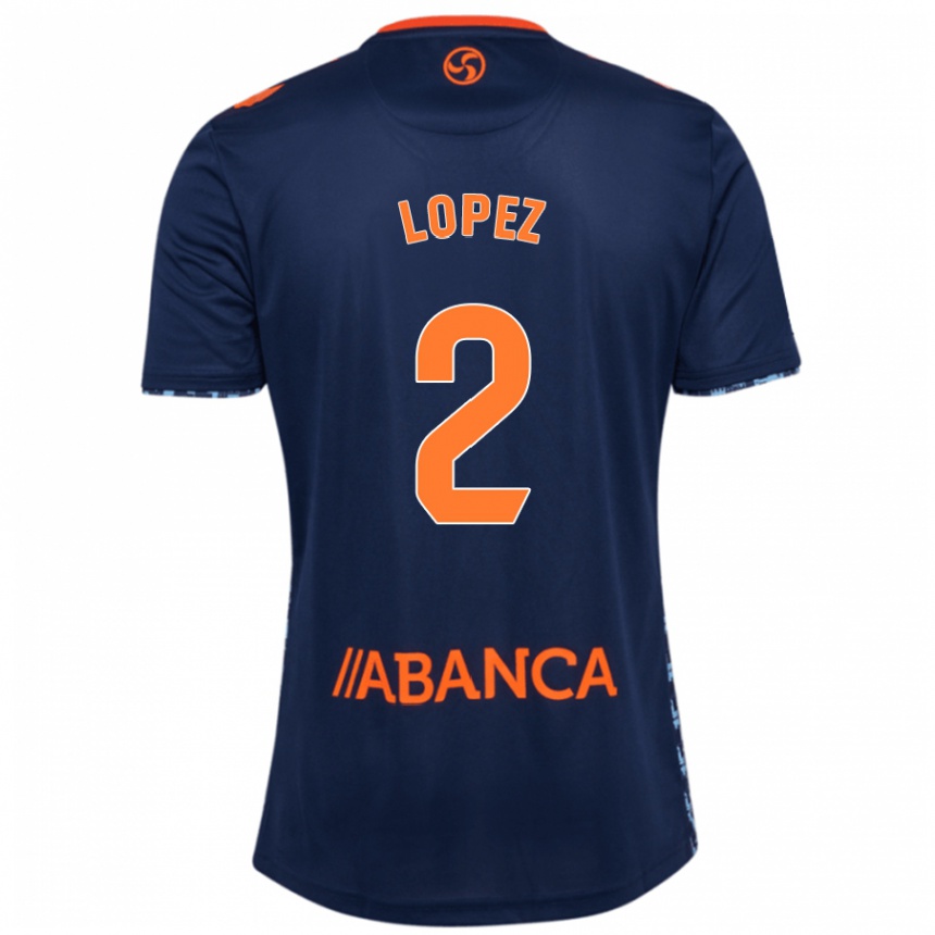 Gyermek Labdarúgás Iván López #2 Sötétkék Idegenbeli Jersey 2024/25 Mez Póló Ing