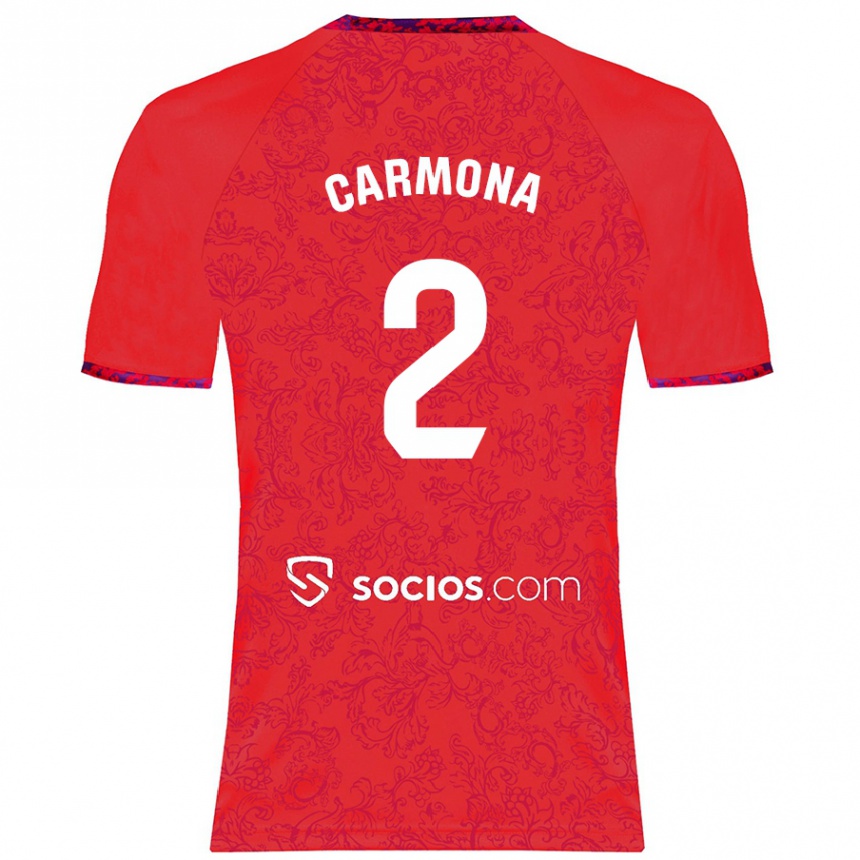 Gyermek Labdarúgás José Ángel Carmona #2 Piros Idegenbeli Jersey 2024/25 Mez Póló Ing