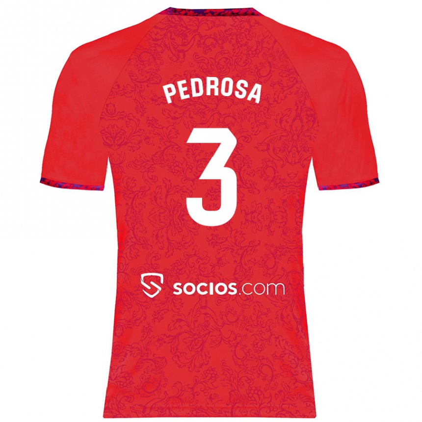 Gyermek Labdarúgás Adrià Pedrosa #3 Piros Idegenbeli Jersey 2024/25 Mez Póló Ing