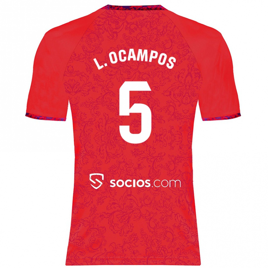 Gyermek Labdarúgás Lucas Ocampos #5 Piros Idegenbeli Jersey 2024/25 Mez Póló Ing