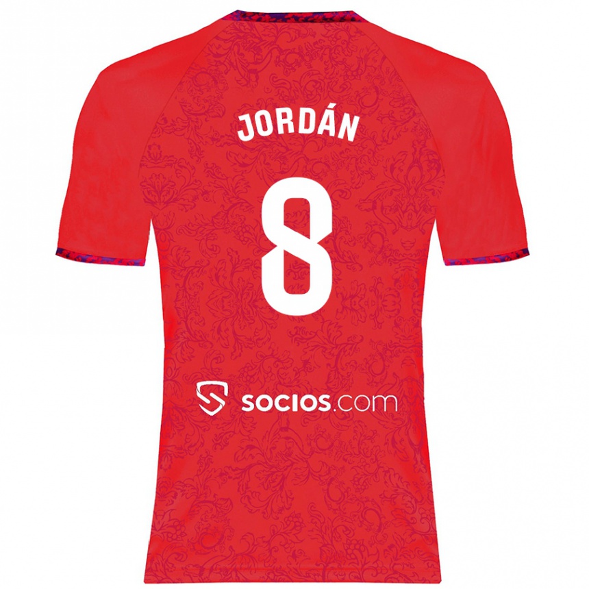 Gyermek Labdarúgás Joan Jordán #8 Piros Idegenbeli Jersey 2024/25 Mez Póló Ing