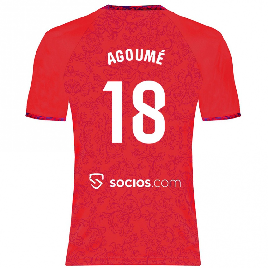 Gyermek Labdarúgás Lucien Agoume #18 Piros Idegenbeli Jersey 2024/25 Mez Póló Ing