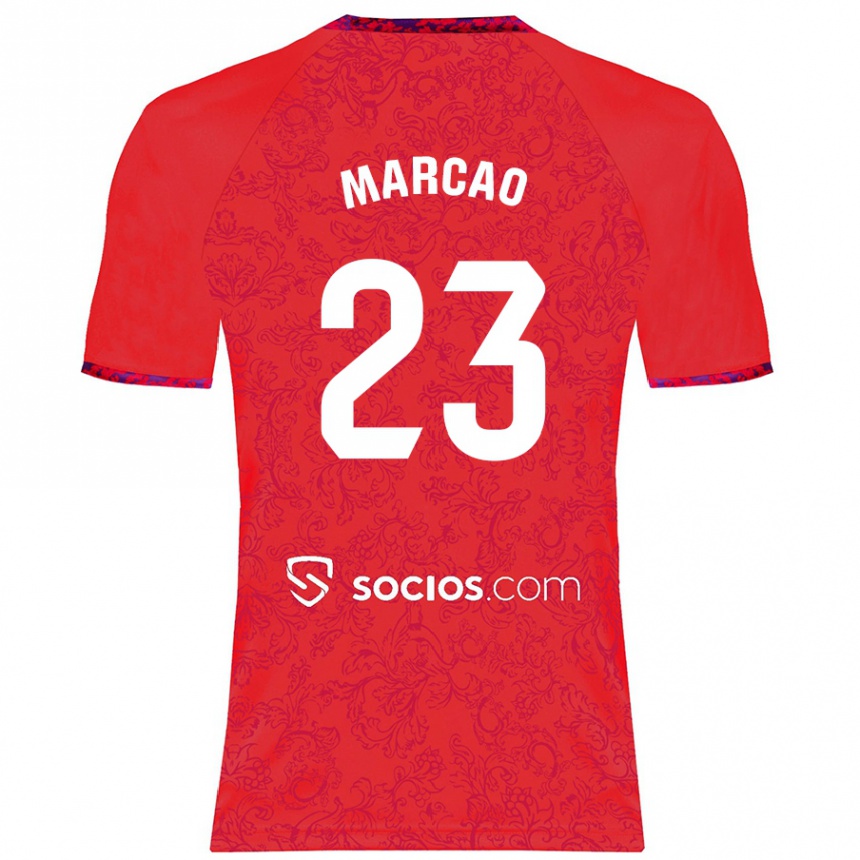 Gyermek Labdarúgás Marcão #23 Piros Idegenbeli Jersey 2024/25 Mez Póló Ing