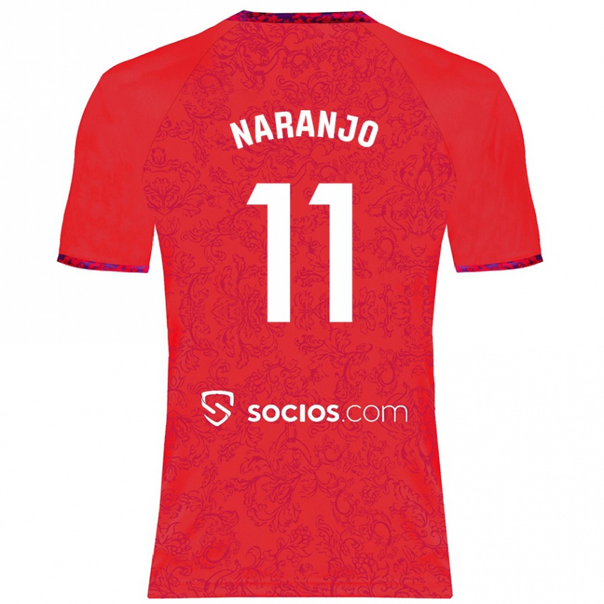 Gyermek Labdarúgás Mario Naranjo #11 Piros Idegenbeli Jersey 2024/25 Mez Póló Ing