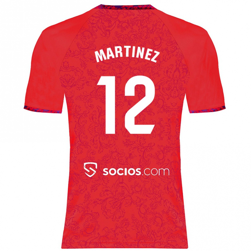 Gyermek Labdarúgás Gabri Martinez #12 Piros Idegenbeli Jersey 2024/25 Mez Póló Ing