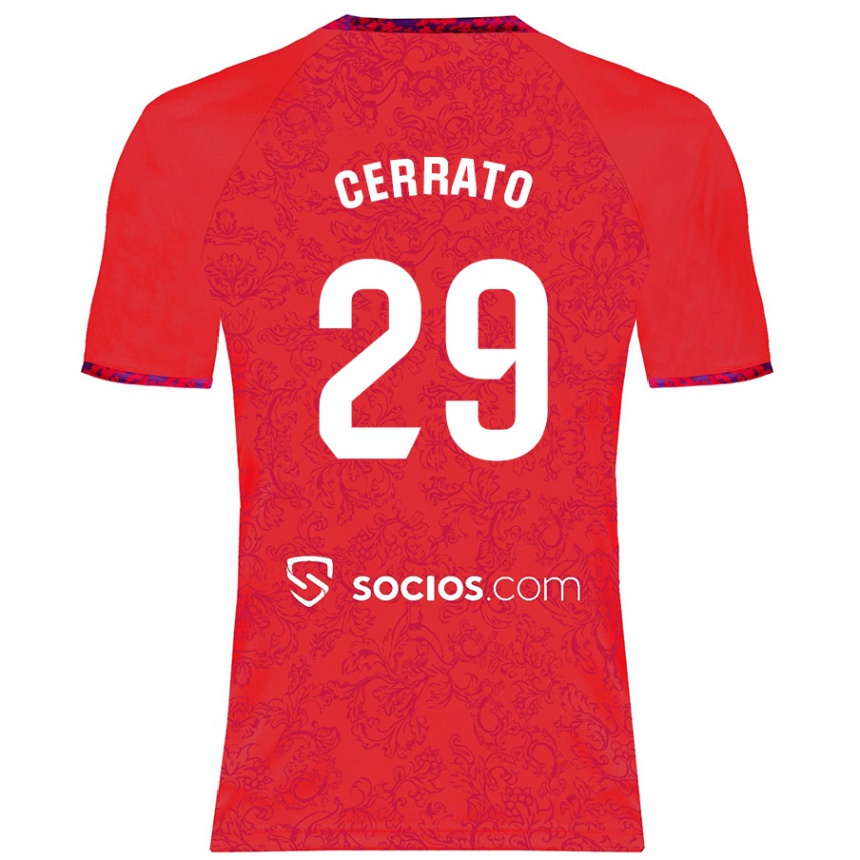 Gyermek Labdarúgás Alba Cerrato Izquierdo #29 Piros Idegenbeli Jersey 2024/25 Mez Póló Ing