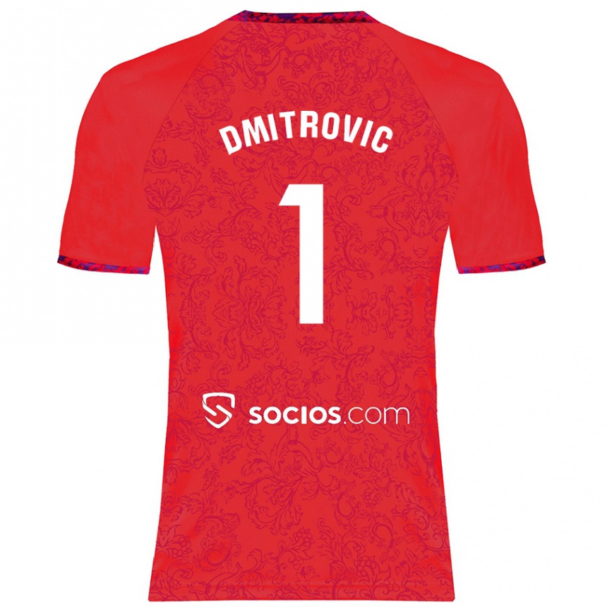 Gyermek Labdarúgás Marko Dmitrović #1 Piros Idegenbeli Jersey 2024/25 Mez Póló Ing