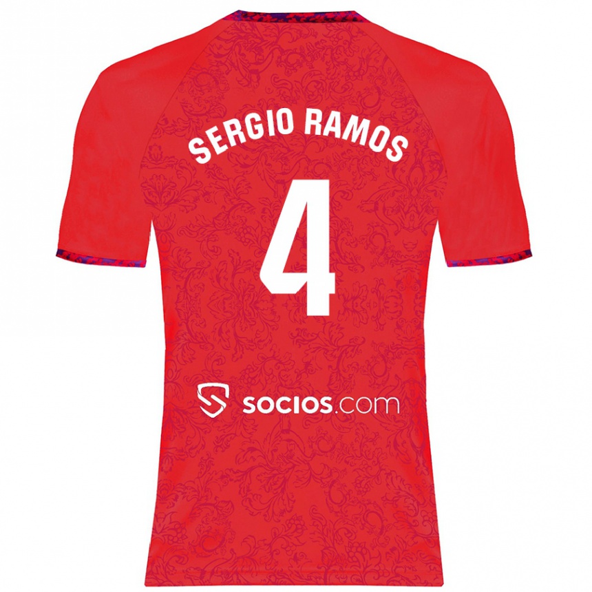 Gyermek Labdarúgás Sergio Ramos #4 Piros Idegenbeli Jersey 2024/25 Mez Póló Ing