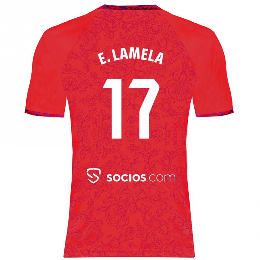 Gyermek Labdarúgás Erik Lamela #17 Piros Idegenbeli Jersey 2024/25 Mez Póló Ing