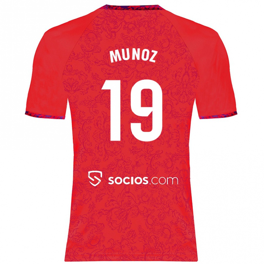 Gyermek Labdarúgás Iker Muñoz #19 Piros Idegenbeli Jersey 2024/25 Mez Póló Ing