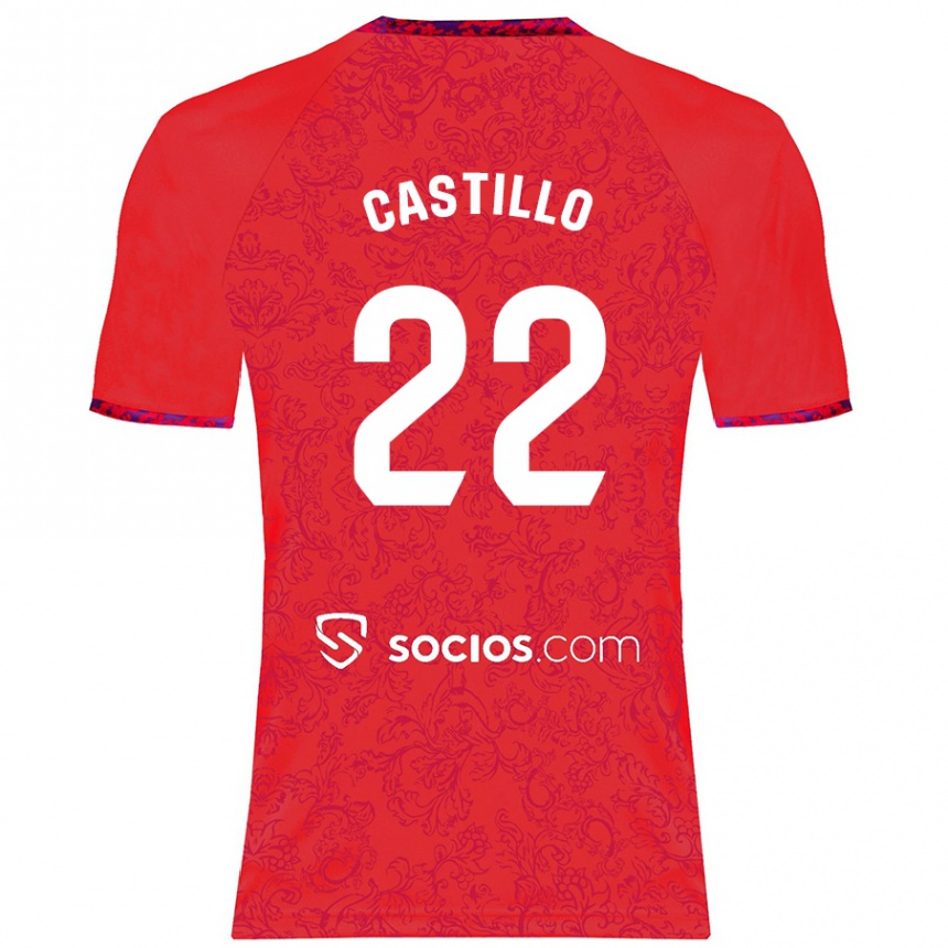 Gyermek Labdarúgás José Castillo #22 Piros Idegenbeli Jersey 2024/25 Mez Póló Ing