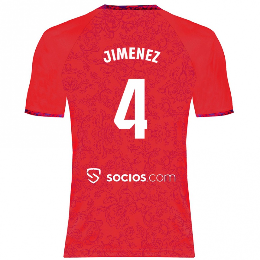 Gyermek Labdarúgás Diego Jiménez #4 Piros Idegenbeli Jersey 2024/25 Mez Póló Ing