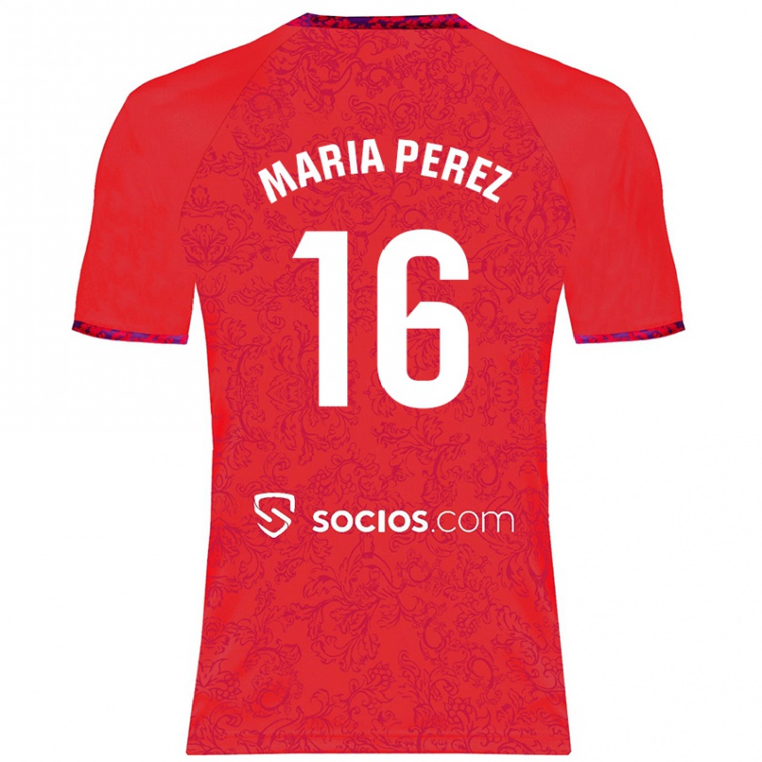 Gyermek Labdarúgás María Pérez Rabaza #16 Piros Idegenbeli Jersey 2024/25 Mez Póló Ing